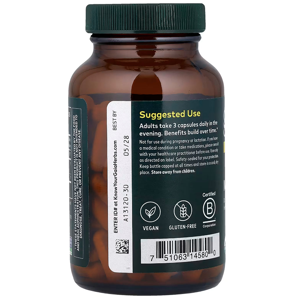 GH077 | Back label of brown supplement bottle showing suggested use text, barcode, certifications and social icons - Thumbnail