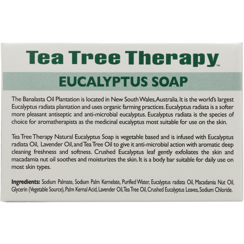 TTT003 | Tea Tree Therapy Eucalyptus Soap back panel with description and ingredients - Thumbnail
