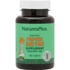 NTP142 | NaturesPlus chewable Papaya Enzyme supplement bottle, 180 tablets, green label