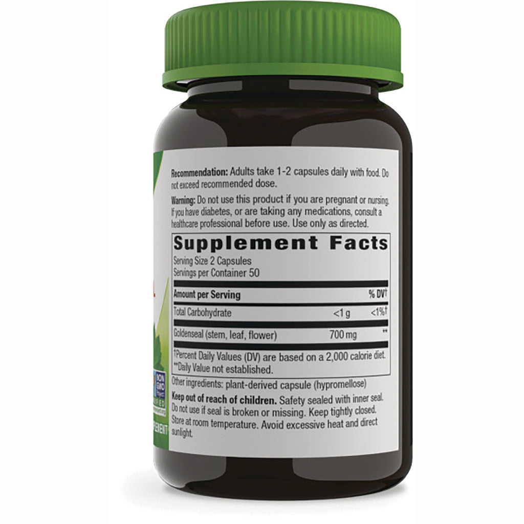 NW734 | back label showing Supplement Facts, warnings and directions on brown bottle with green cap - Thumbnail