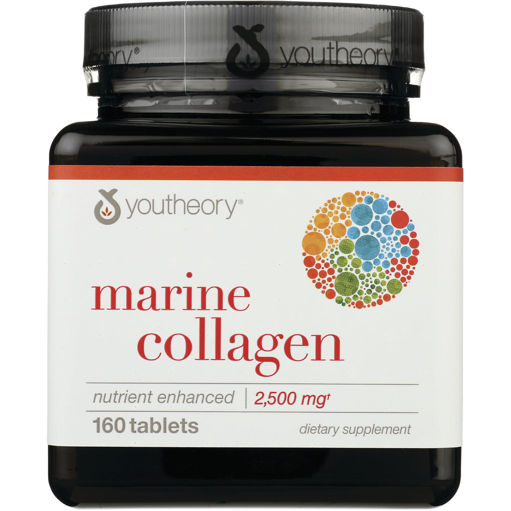 YOU010 | Youtheory Marine Collagen, 160 tablets, nutrient enhanced 2,500 mg front label - Thumbnail