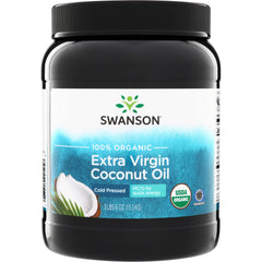 SWF125 | Swanson jar of 100% Organic Extra Virgin Coconut Oil, cold pressed, 3 lbs 6 oz