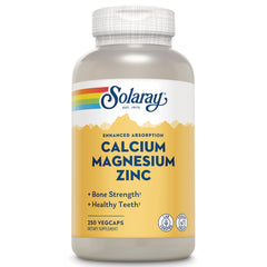 SLR289 | Solaray Calcium Magnesium Zinc, 250 VegCaps, enhanced absorption; bone strength and healthy teeth