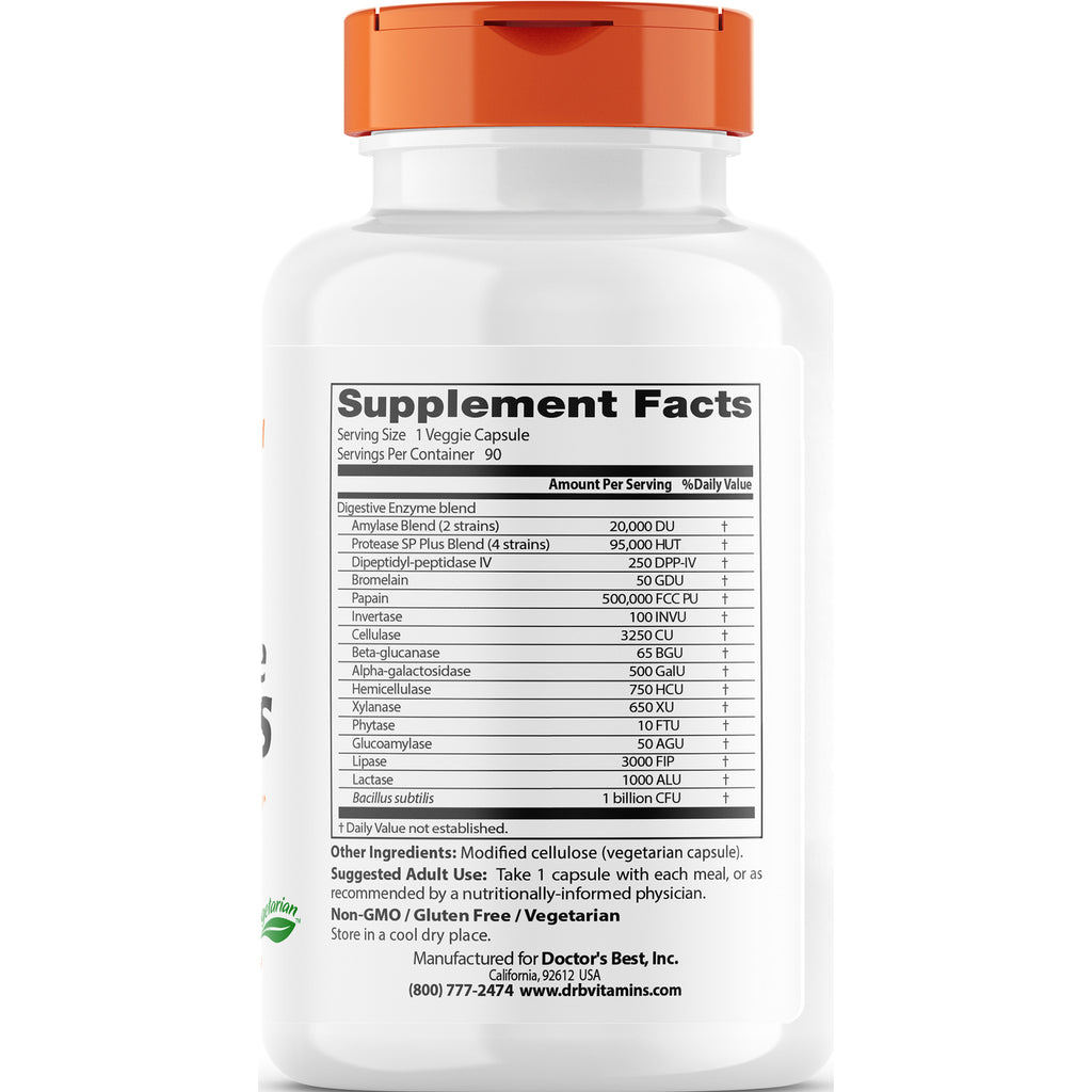 DB080 | back of white supplement bottle showing Supplement Facts panel and serving size 1 Veggie Capsule - Thumbnail