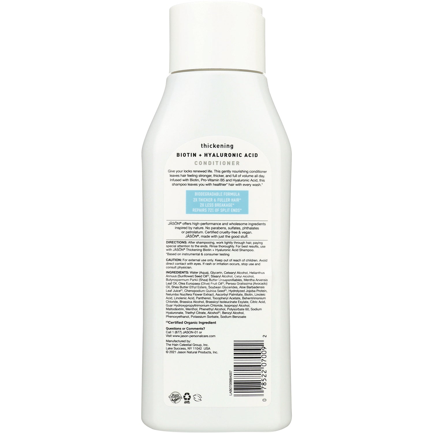 JC013 | Back label of white conditioner bottle showing ingredients, directions, and barcode