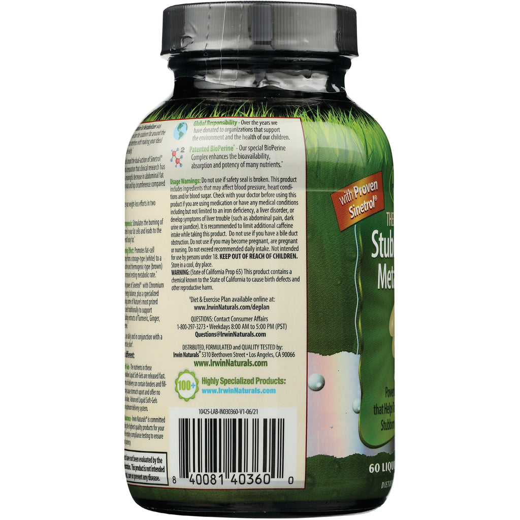 IR227 | back of green supplement bottle showing ingredients and usage text, contact info and barcode - Thumbnail