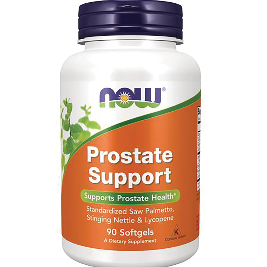 NWF083 | NOW Prostate Support 90 Softgels white bottle with orange label showing standardized saw palmetto and stinging nettle - Thumbnail