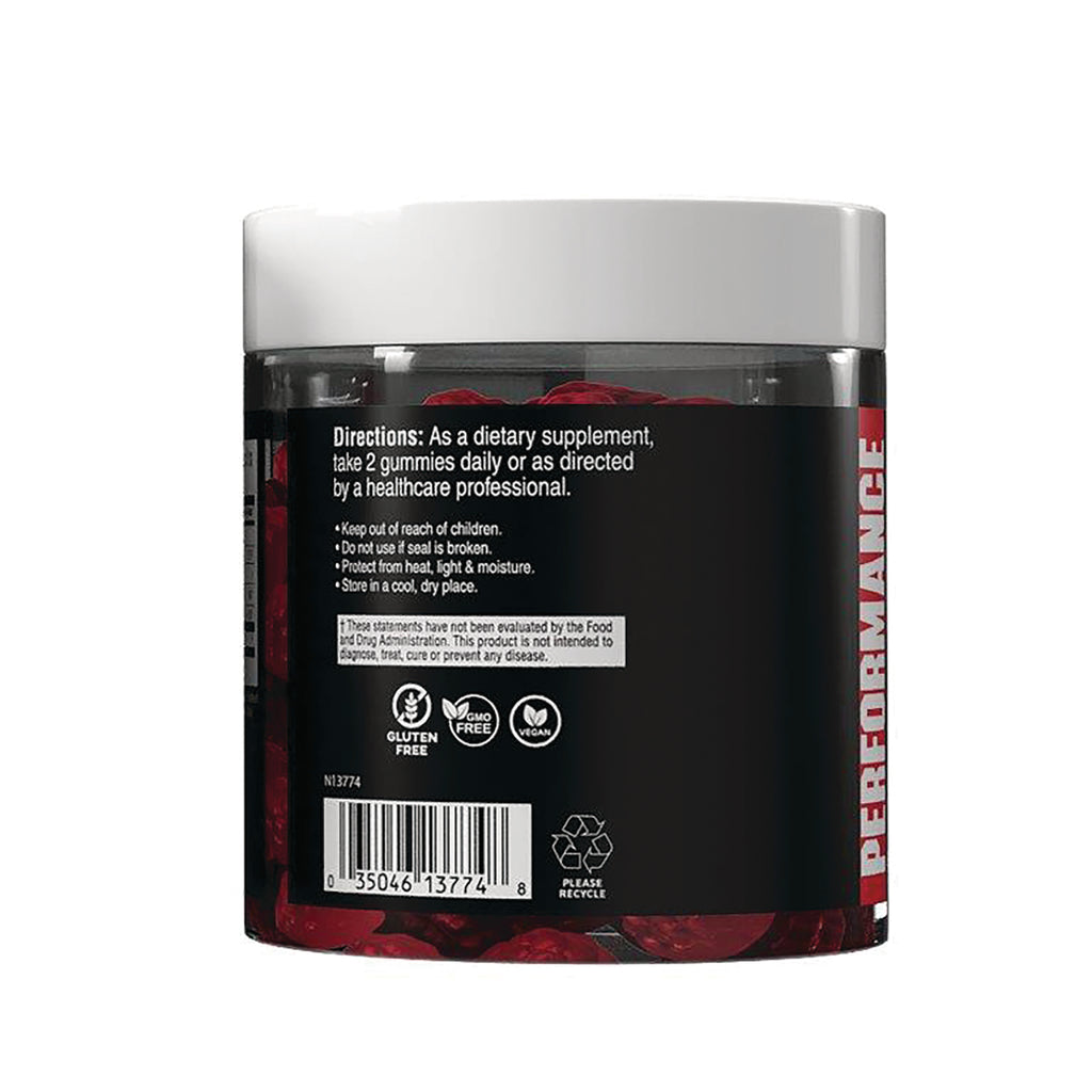 CYB003 | Back label of supplement jar with directions take 2 gummies daily, icons for gluten free GMO free vegan, barcode - Thumbnail