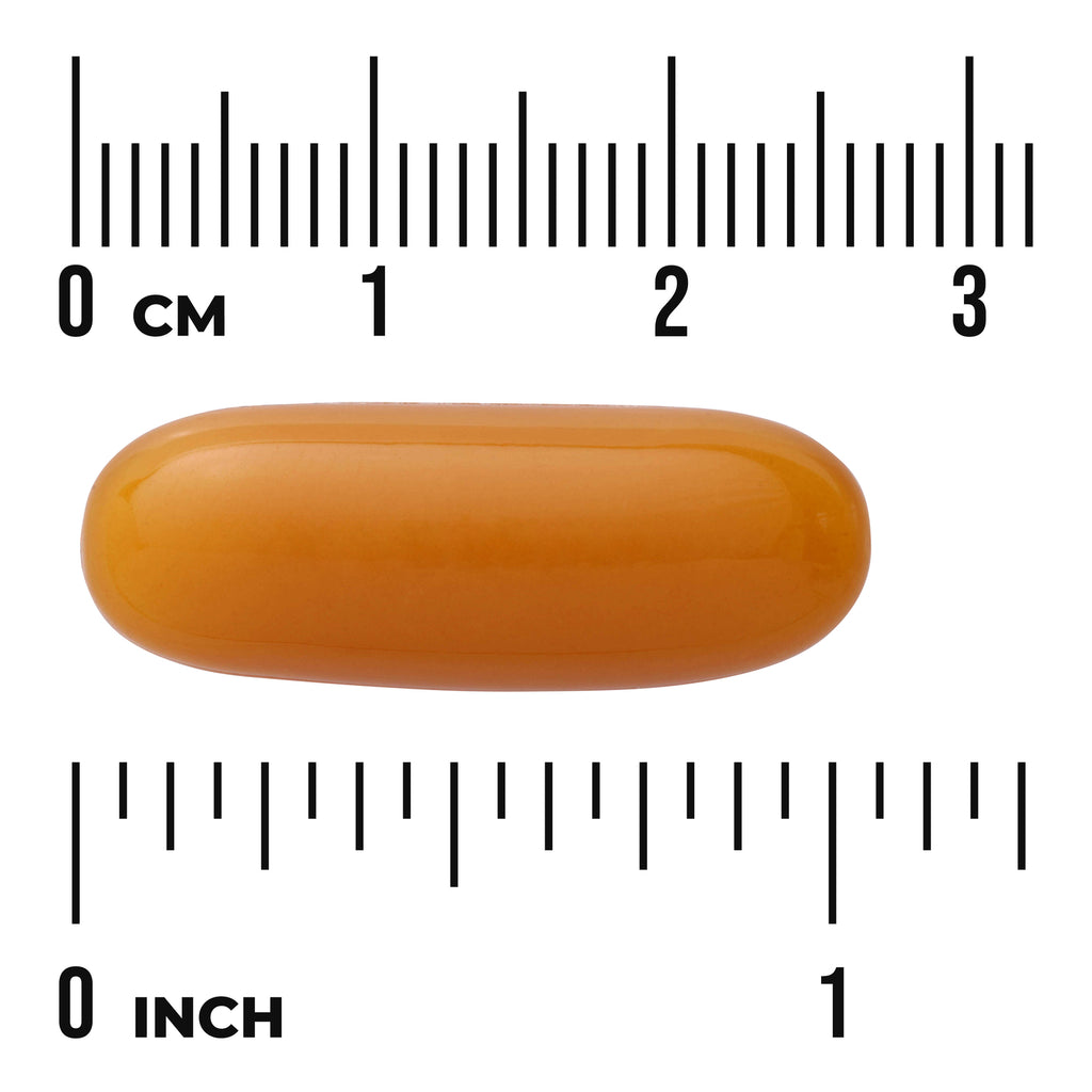SWG26 | Orange softgel with size scale in cm and inches - Thumbnail