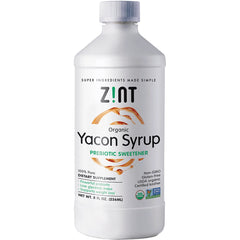 ZIN017 | Zint Organic Yacon Syrup bottle, Prebiotic Sweetener, 8 fl oz, USDA Organic, Non-GMO