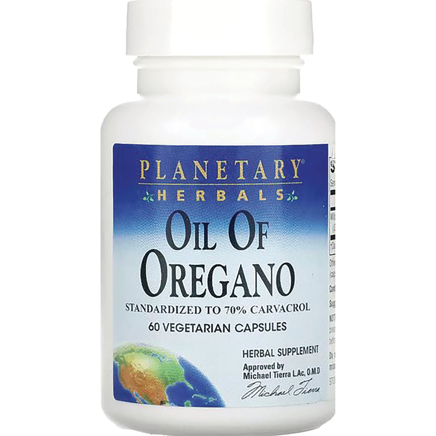 PF172 | Planetary Herbals Oil of Oregano supplement bottle labeled 60 vegetarian capsules