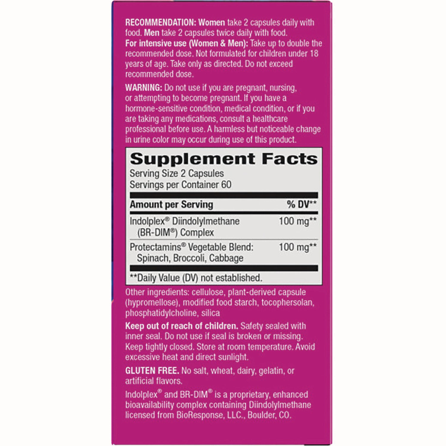 NW687 | back label with Supplement Facts panel, dosage recommendations, warnings and ingredients