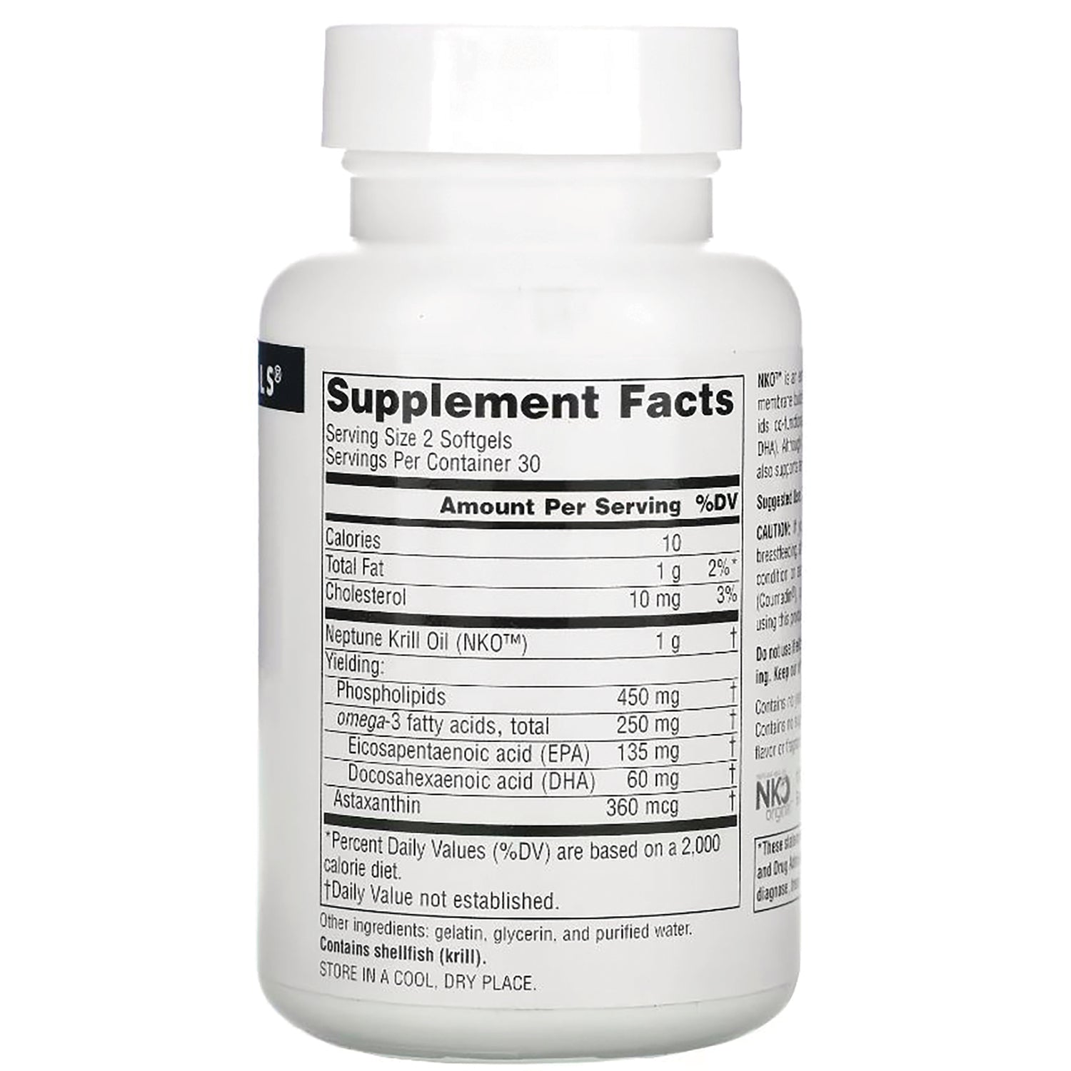 SN412 | Back label showing Supplement Facts panel and ingredients on bottle