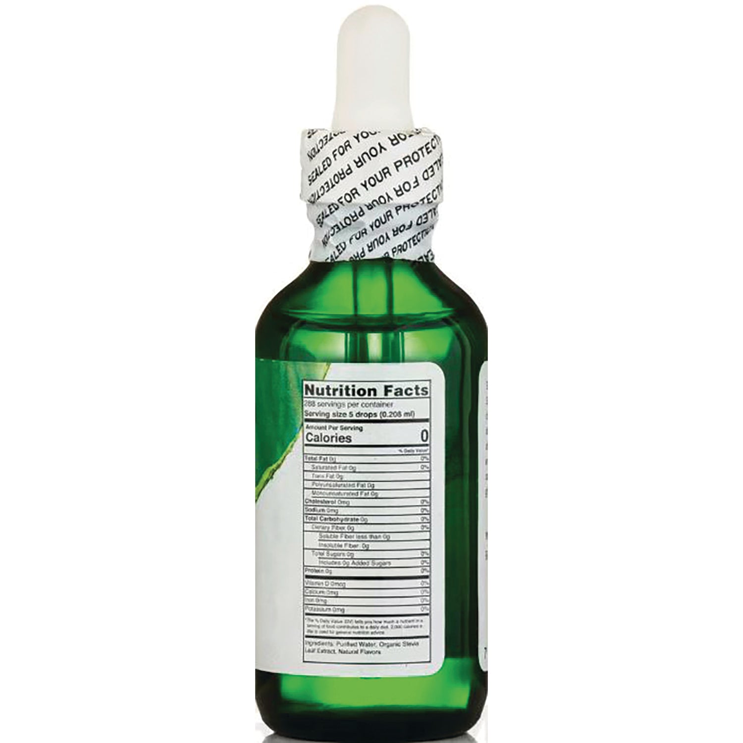 WA031 | Back of green dropper bottle with Nutrition Facts label