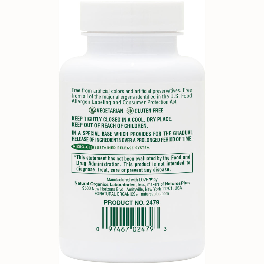 NTP131 | back label of white supplement bottle showing warnings, vegetarian and gluten free icons and barcode - Thumbnail
