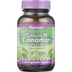 BLU071 | Bluebonnet Cinnulin PF Cinnamon Bark Extract herbal supplement bottle, 60 vegetable capsules