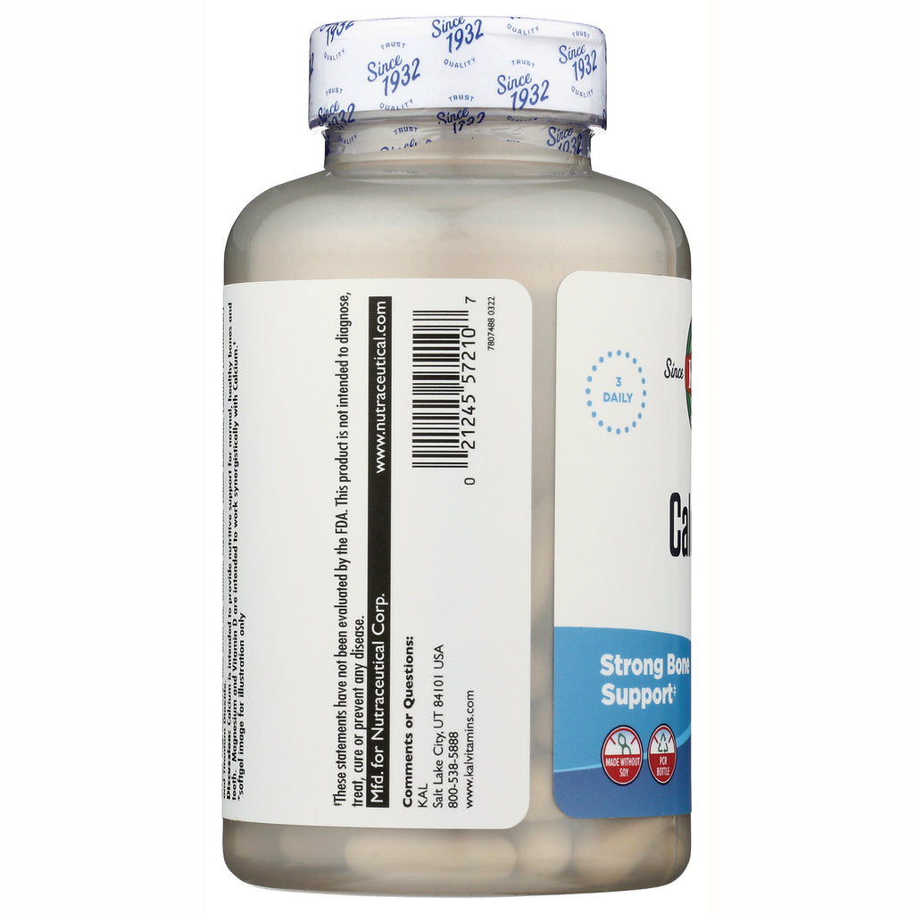 KL518 | back label of supplement bottle showing barcode, ingredient panel and Strong Bone Support callout - Thumbnail