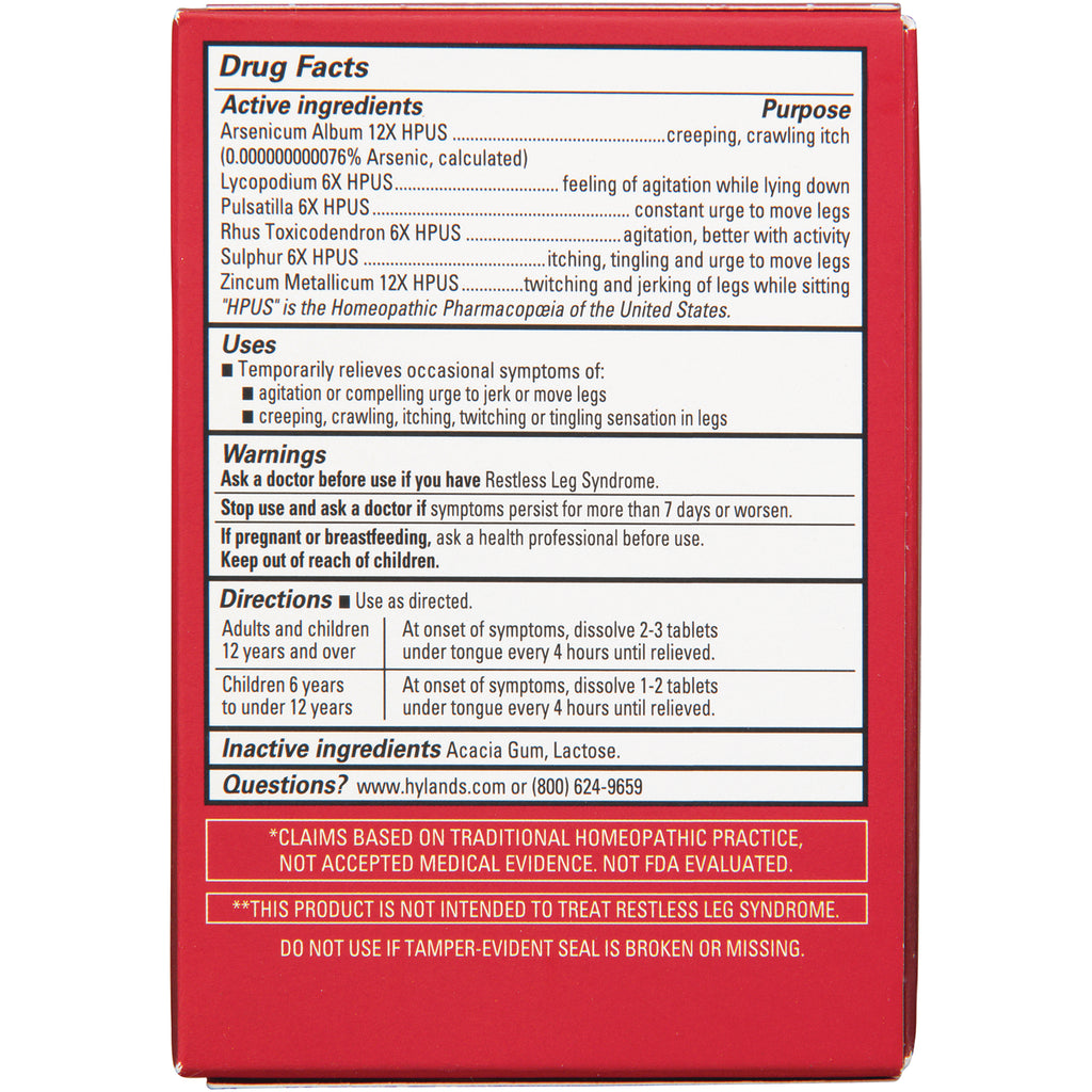 HY173 | back of red product box showing drug facts, active and inactive ingredients, warnings and directions - Thumbnail