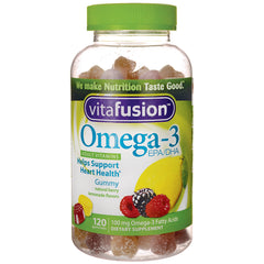 VFS014 | Vitafusion Omega-3 EPA/DHA adult gummy vitamins bottle, 120 gummies, natural berry lemonade flavors
