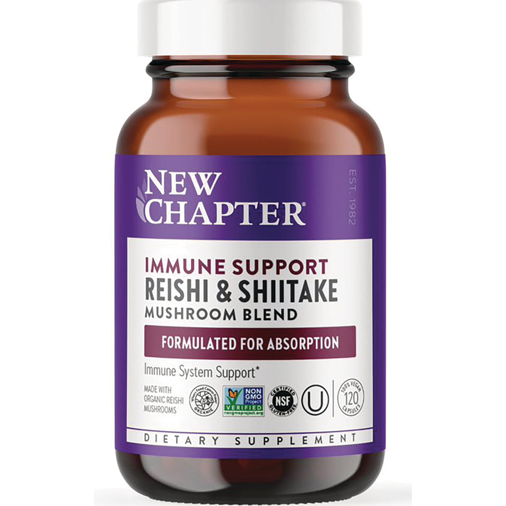 NWC314 | New Chapter Reishi & Shiitake mushroom blend bottle, front label showing immune support dietary supplement - Thumbnail