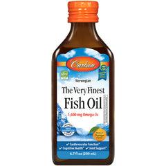 CSN006 | Carlson The Very Finest Fish Oil bottle, 1,600 mg Omega-3s, natural orange flavor, 6.7 fl oz