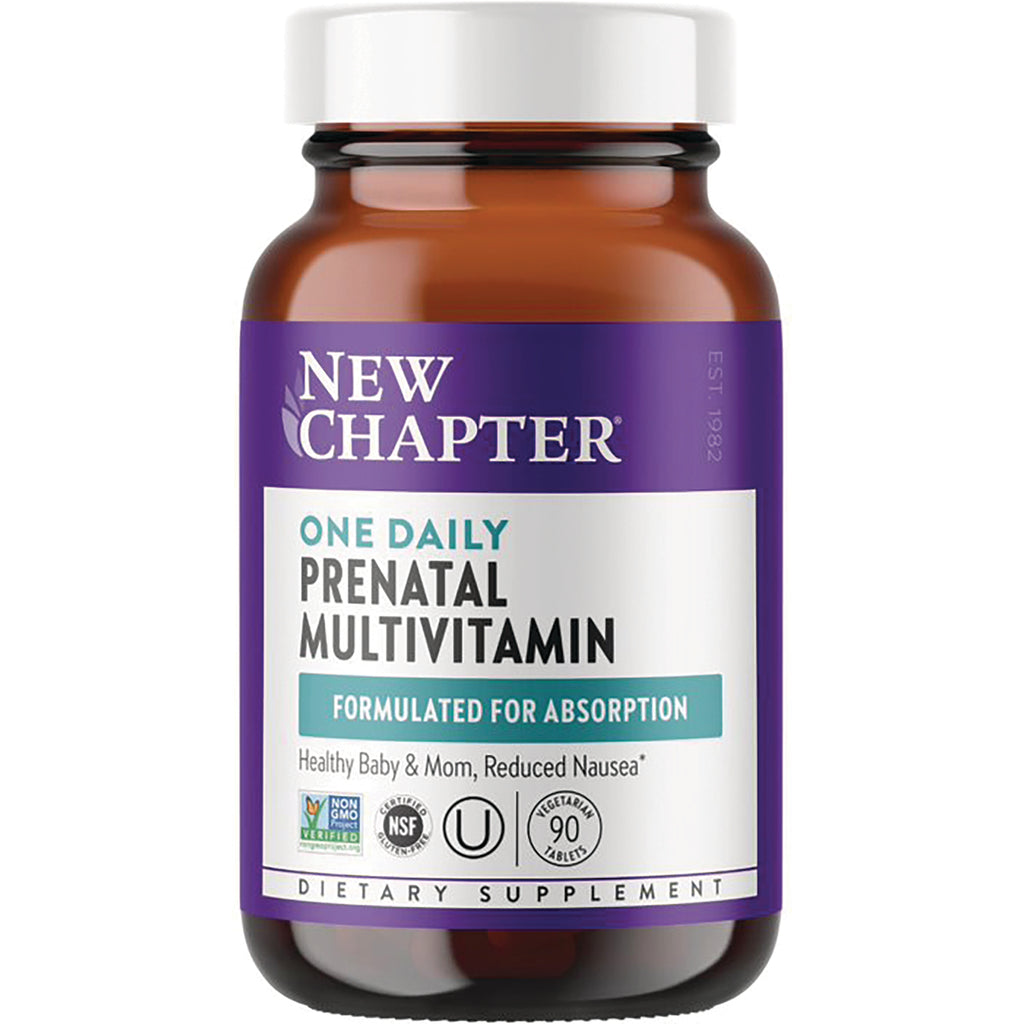 NWC358 | New Chapter One Daily Prenatal Multivitamin bottle labeled formulated for absorption, 90 vegetarian tablets - Thumbnail