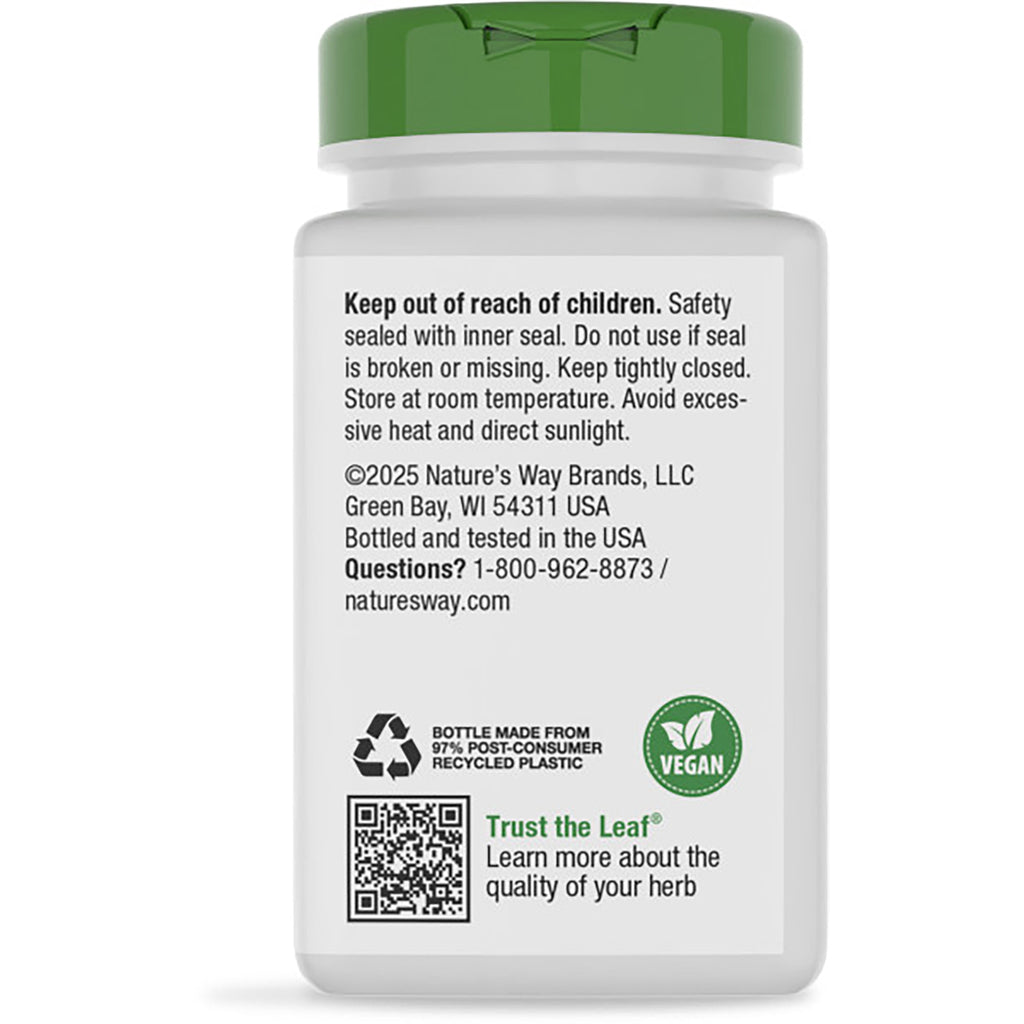 NW137 | Back label of white supplement bottle showing safety text Keep out of reach of children, vegan and recycling icons - Thumbnail