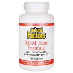 NFC028 | Natural Factors MSM Joint Formula white bottle front showing label with 180 capsules