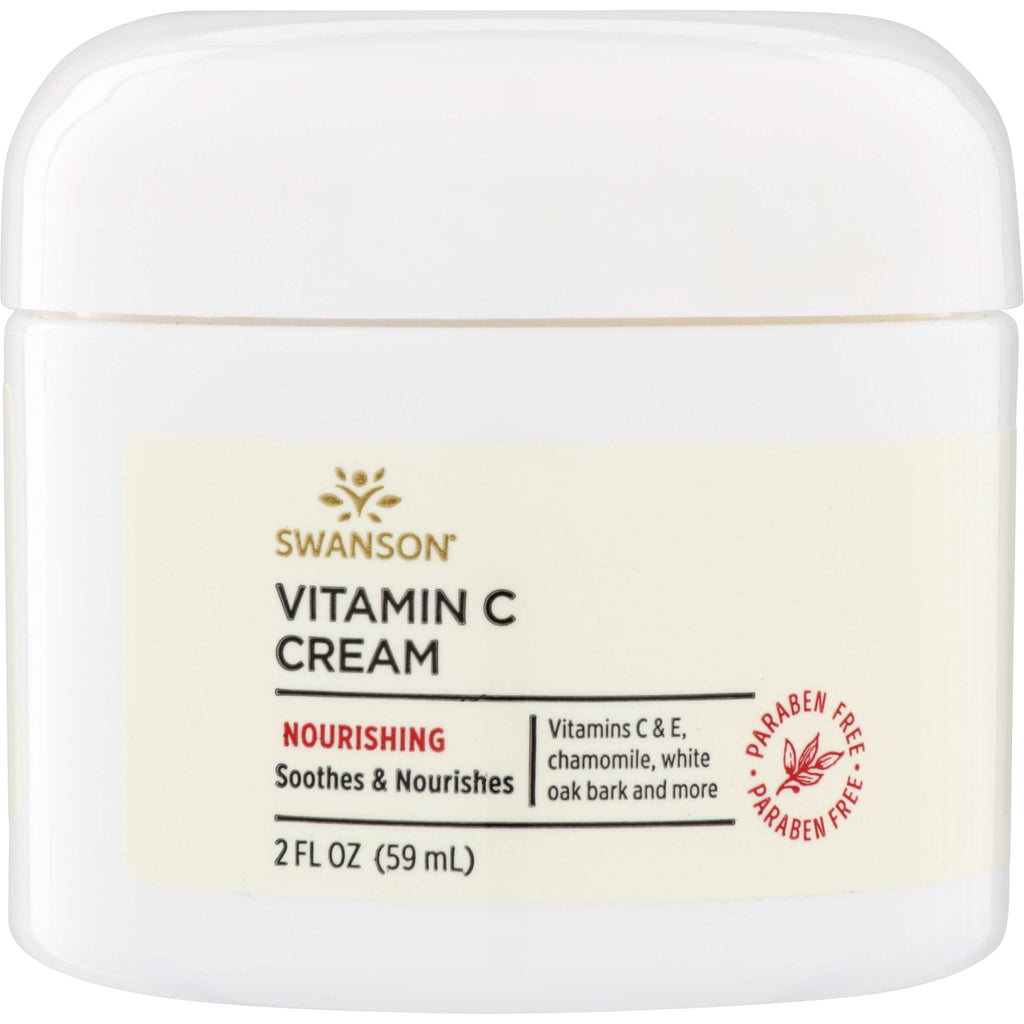 SW1448 | Swanson Vitamin C Cream jar, 2 fl oz, Nourishing, Paraben Free, with Vitamins C & E, chamomile, white oak bark - Thumbnail