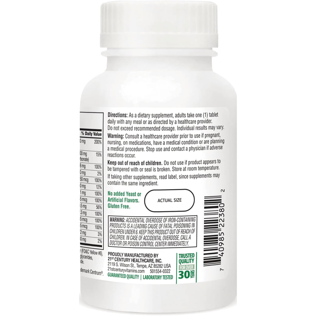 CNT144 | back label of white supplement bottle showing directions, warnings, nutrition facts and barcode - Thumbnail