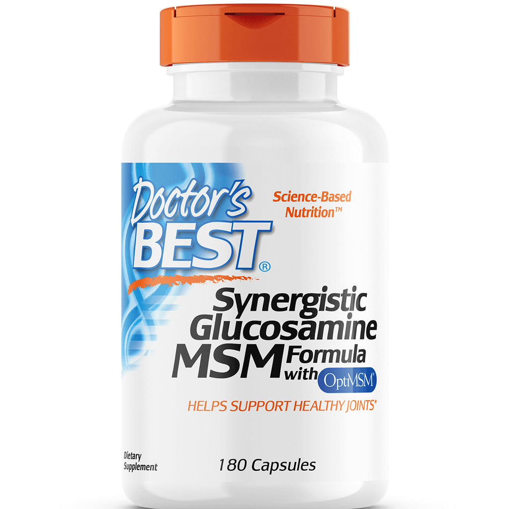 DB205 | Doctor's Best Synergistic Glucosamine MSM Formula with OptiMSM 180 capsules front label - Thumbnail