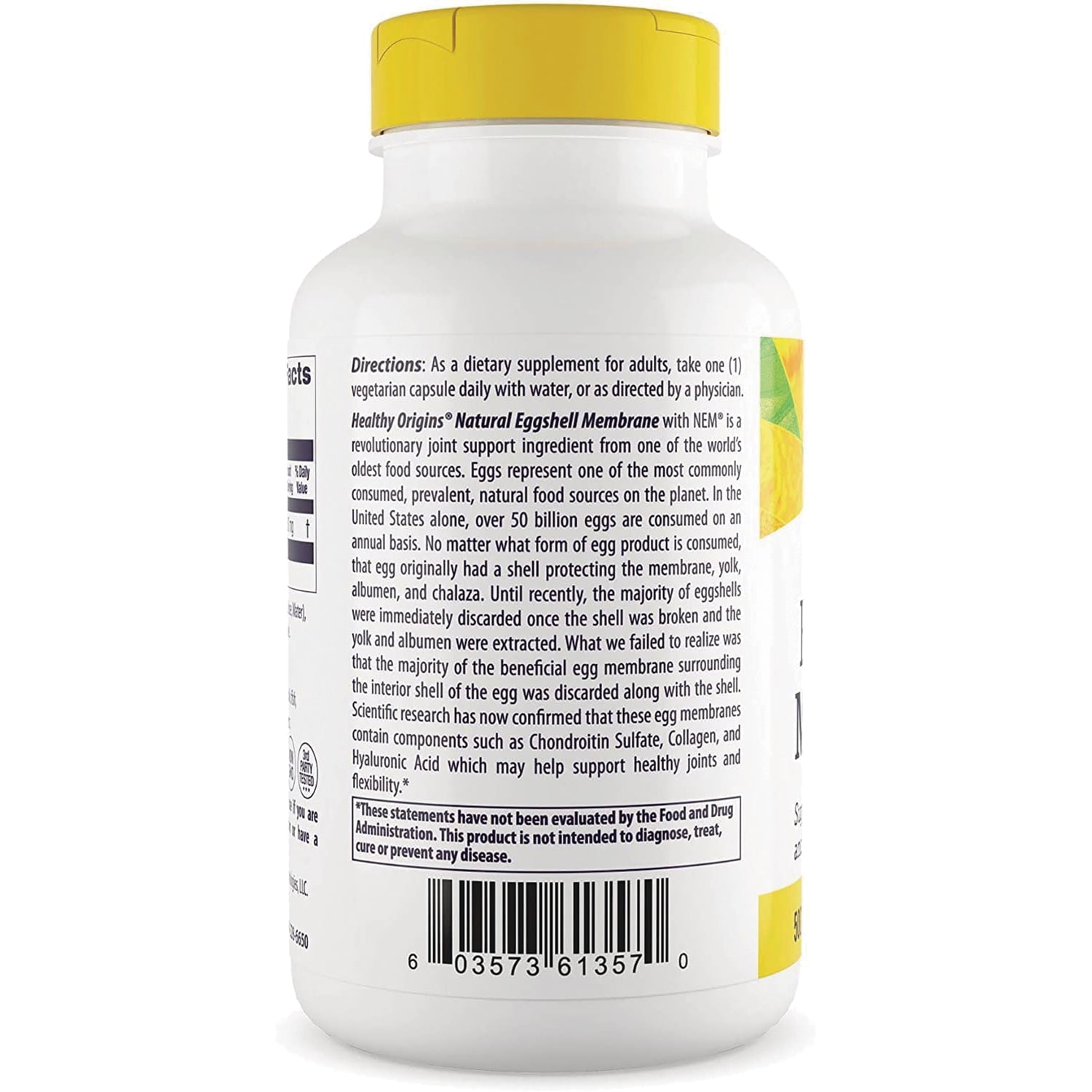 HRG102 | back of white supplement bottle showing directions text, small ingredient panel, and barcode