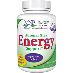 MNP013 | White bottle labeled Adrenal Xtra Energy Support vegetarian tablets dietary supplement