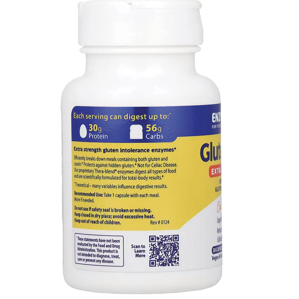 EMD045 | back label of white supplement bottle showing digestion claims 30g protein, 56g carbs and usage instructions - Thumbnail