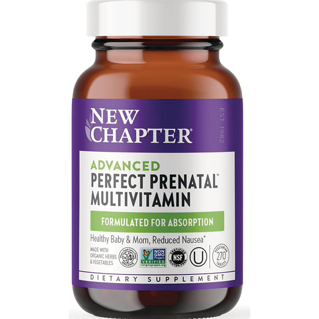 NWC185 | New Chapter Advanced Perfect Prenatal multivitamin brown bottle front labeled Formulated for Absorption - Thumbnail