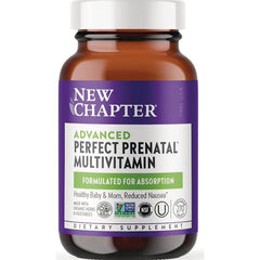 NWC185 | New Chapter Advanced Perfect Prenatal multivitamin brown bottle front labeled Formulated for Absorption