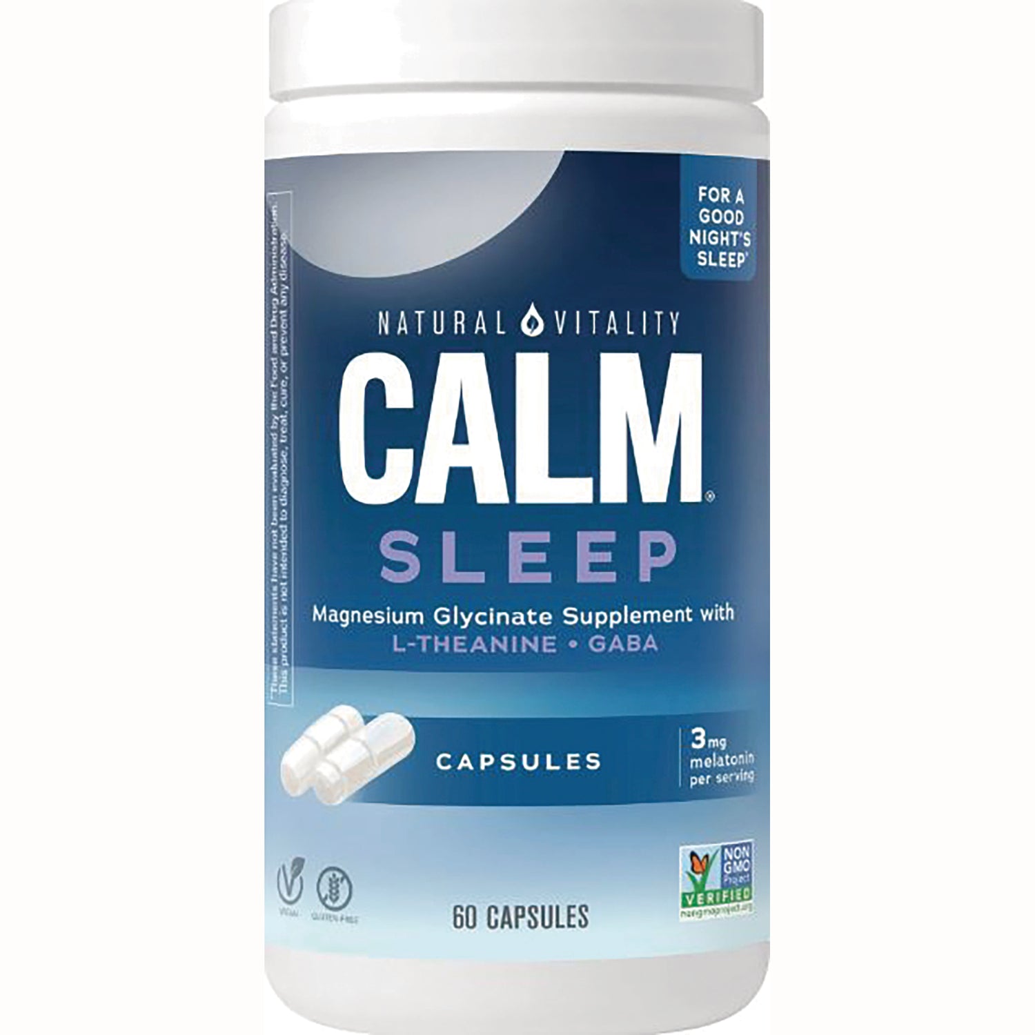 NVT056 | Natural Vitality CALM SLEEP magnesium glycinate supplement bottle, 60 capsules