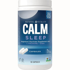 NVT056 | Natural Vitality CALM SLEEP magnesium glycinate supplement bottle, 60 capsules