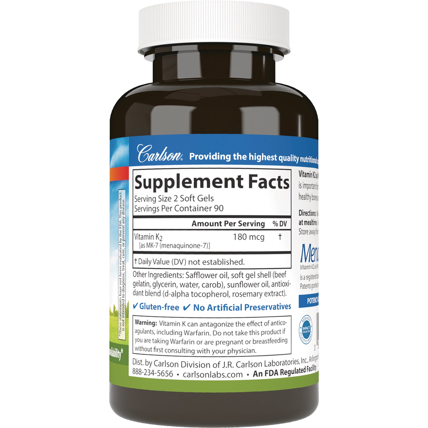 CSN307 | Bottle back label showing Supplement Facts panel, ingredients, and warning text