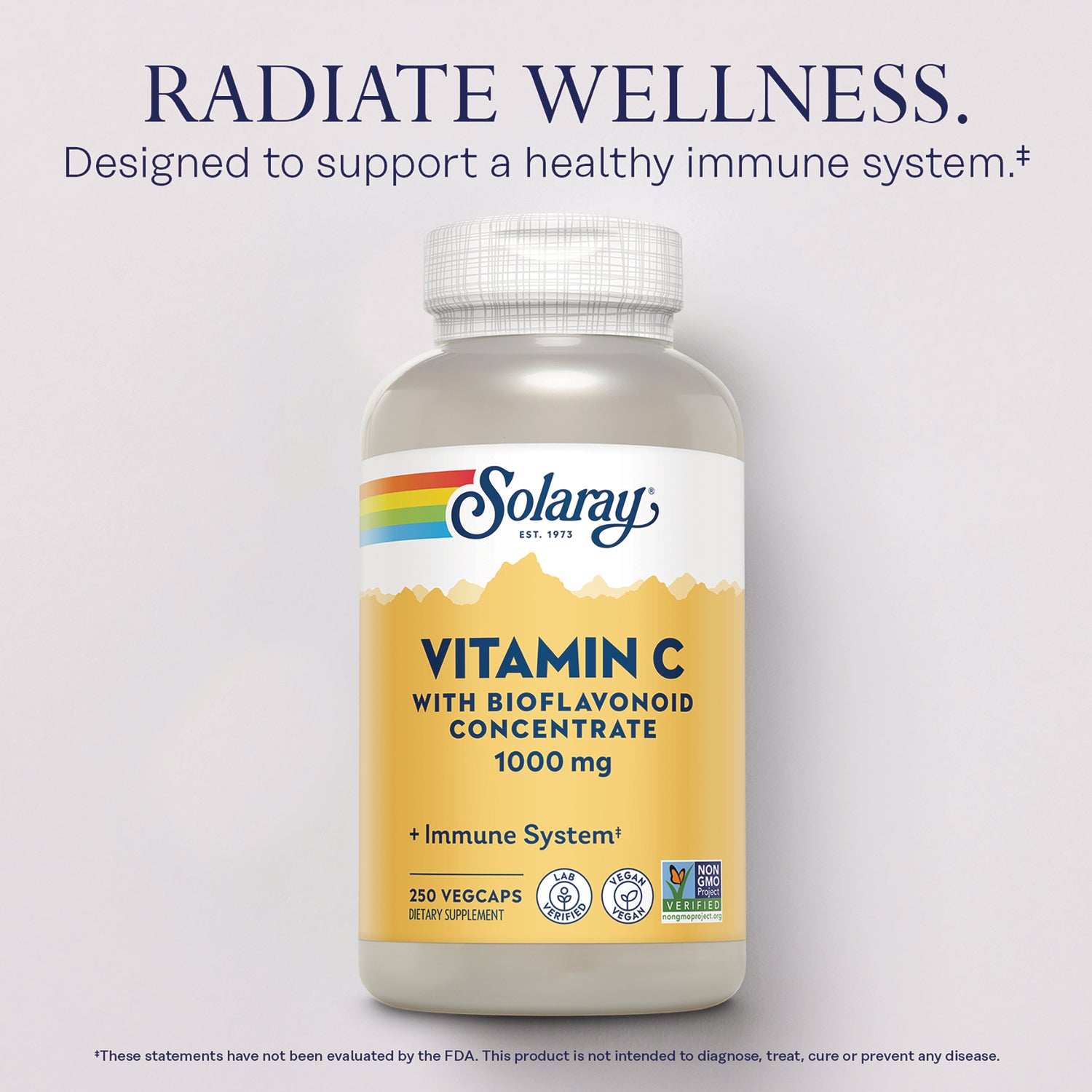 SLR270 | Solaray VITAMIN C with bioflavonoid concentrate 1000 mg bottle front with yellow label