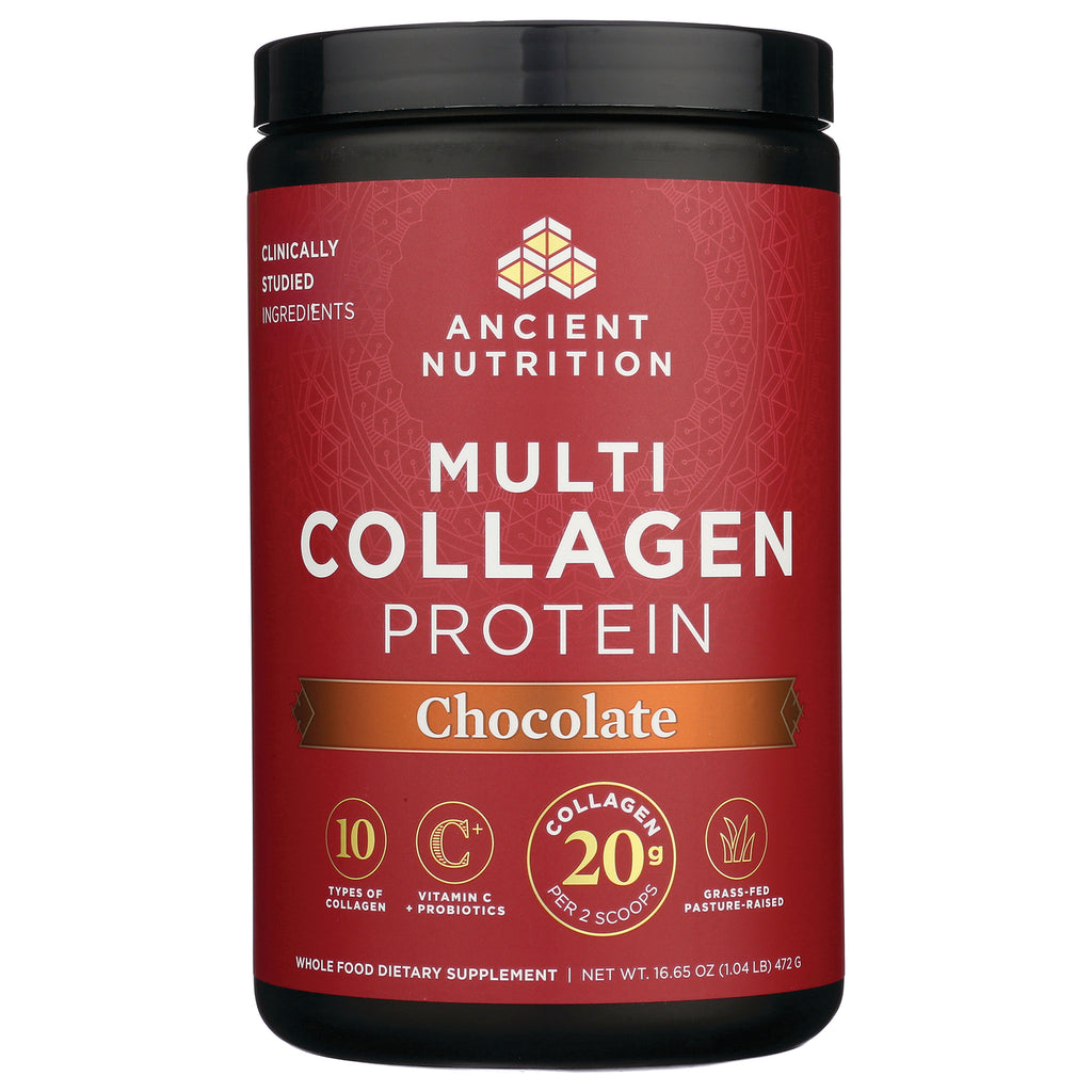 ATN026 | Ancient Nutrition Multi Collagen Protein Chocolate tub front label - Thumbnail