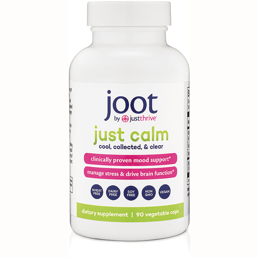 JTR014 | white bottle labeled joot by justthrive just calm dietary supplement, clinically proven mood support, 90 vegetable caps - Thumbnail