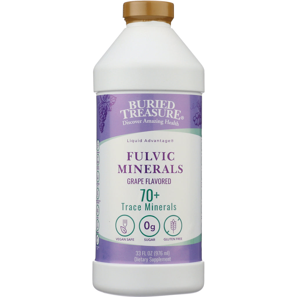 BTR026 | Buried Treasure Fulvic Minerals grape flavored 33 fl oz bottle labeled 70+ Trace Minerals - Thumbnail