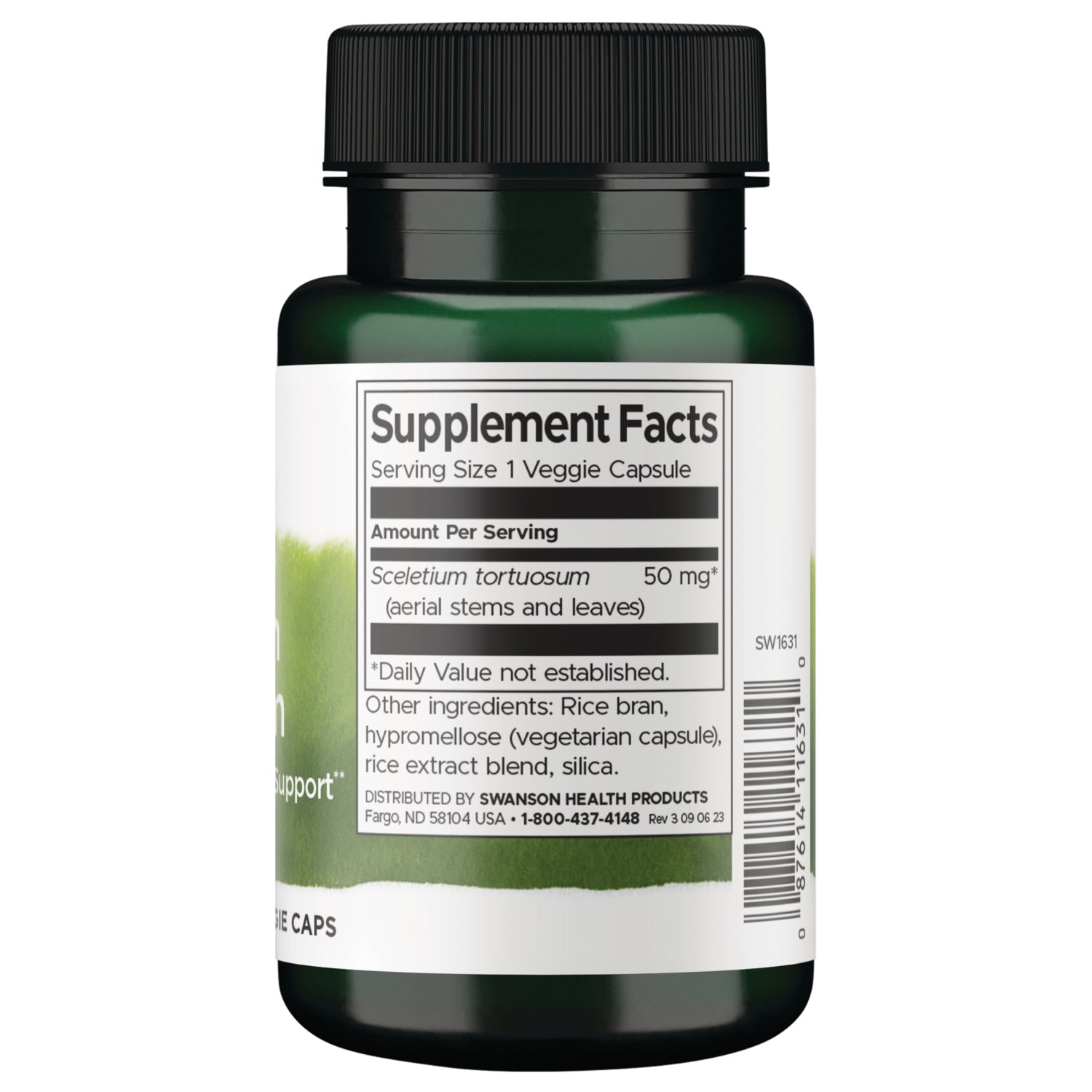 SW1631 | Back label with supplement facts and serving information