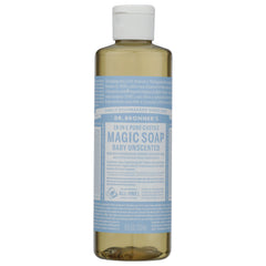 DRB017 | Dr. Bronner's 18-in-1 Hemp Baby Unscented Pure-Castile Soap bottle, 8 fl oz, front label