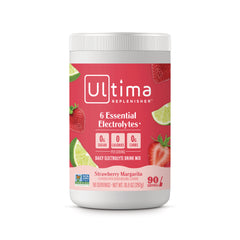 UHP034 | Ultima Replenisher Strawberry Margarita electrolyte mix, 6 electrolytes, 0g sugar, 0 calories, 90 servings