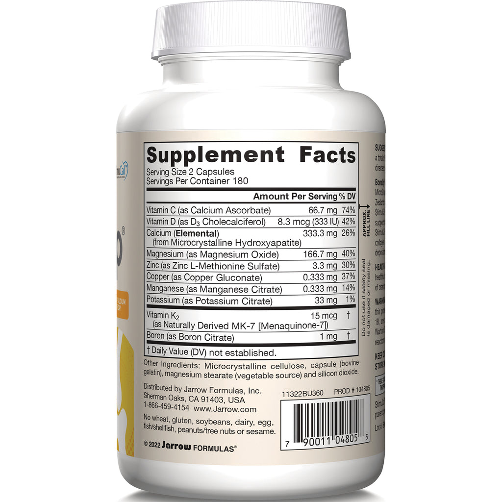 JR291 | back label showing Supplement Facts panel, ingredient list and barcode on white supplement bottle - Thumbnail
