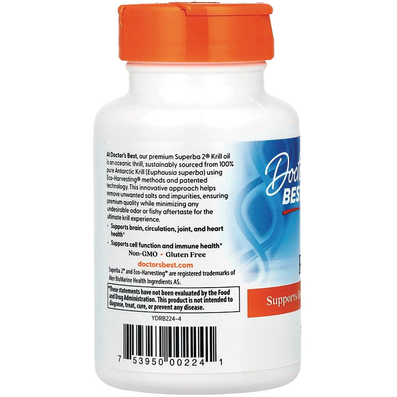 DB193 | Back label of white supplement bottle showing product information, caution box, barcode, and doctorsbest.com