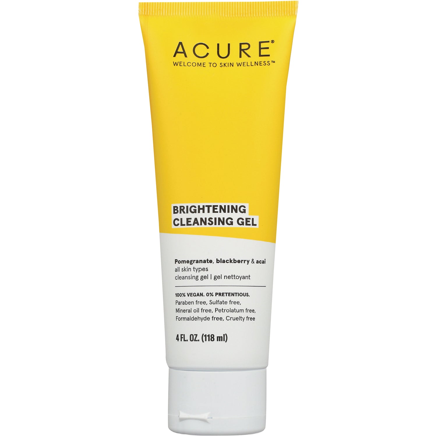 ACR007 | Acure Brightening Cleansing Gel tube, pomegranate, blackberry & acai, 4 fl oz (118 ml)