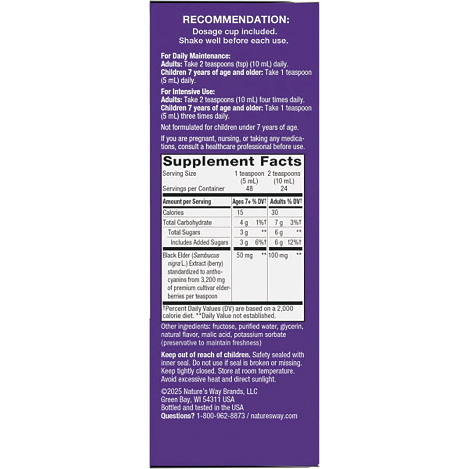 NW661 | Back label showing recommendation text and supplement facts panel on purple product box
